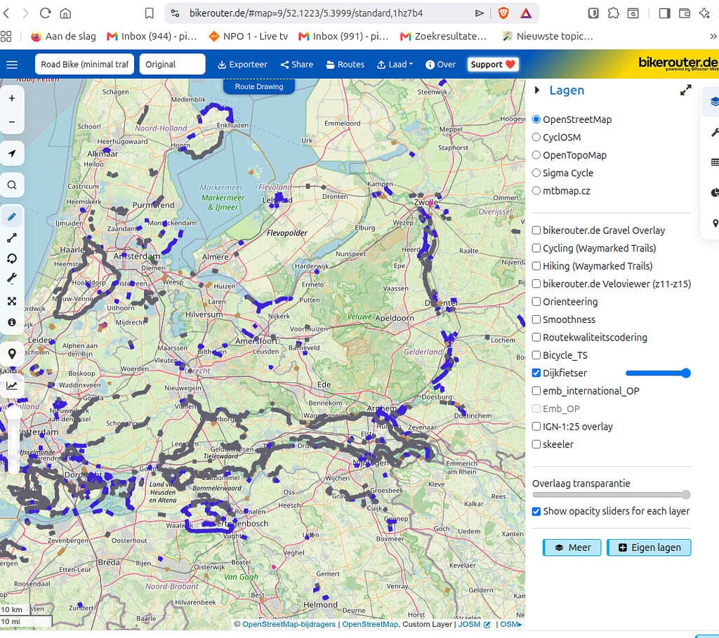 Experiment WMTS voor Osmand, Brouterweb,Bikerouter obv QgisCloud data