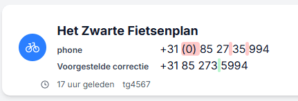 Automatisch corrigeren telefoonnummers